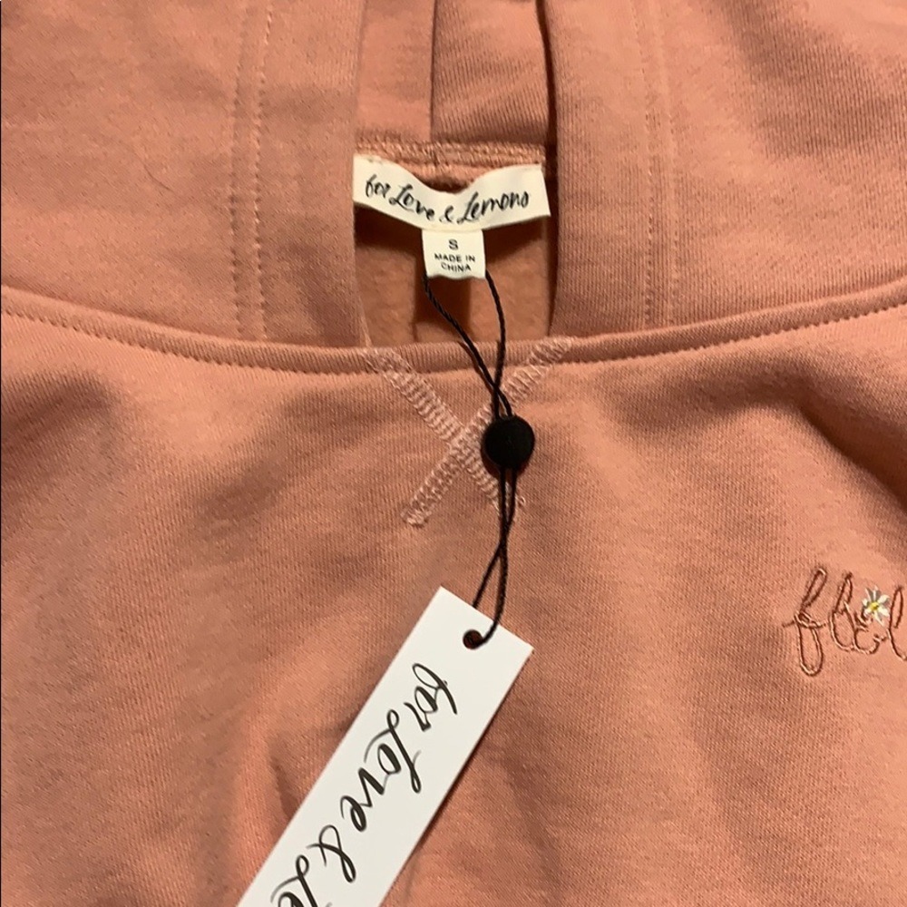 For love and lemons Josie sweatshirt Cotton cropped pink baby hoodie - Picture 4 of 6